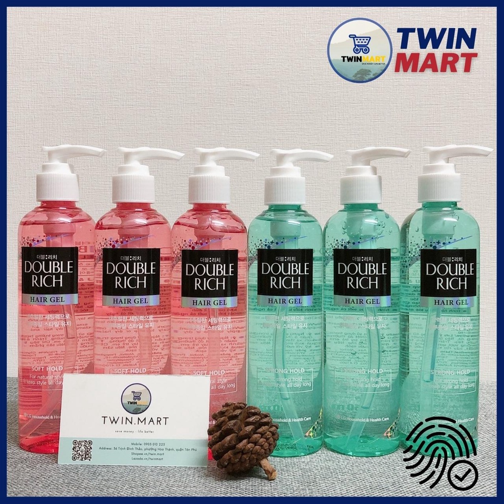 Gel Tạo Kiểu Double Rich Strong Giữ Nếp Uốn Tóc - Soft Giữ Nếp Tự Nhiên 250ml