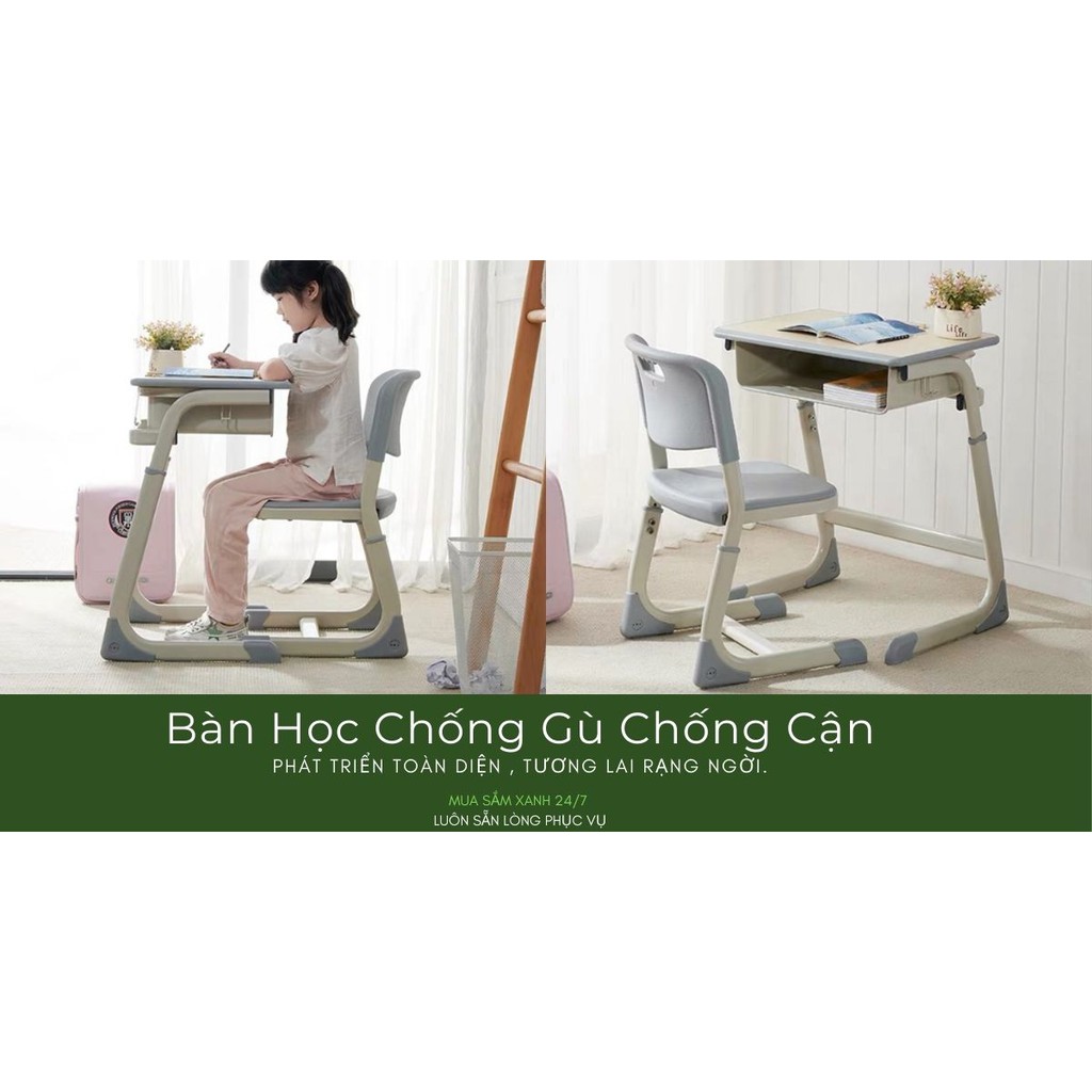 🔥GIÁ RẺ NHẤT🔥Bàn học cho bé, Bộ bàn ghế chống gù Quà tặng cho bé yêu KT 76 x 60 x 40 cm có thể điều chỉnh ( Màu Xanh l