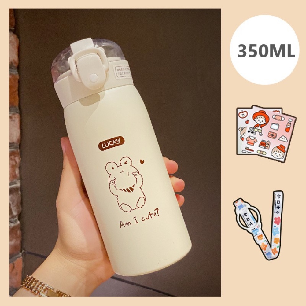 Cái Chai Giữ Nhiệt Có Dây Đeo Học Sinh Dễ Thương Giữ Nhiệt Làm Bằng Chất Liệu Inox Cái Chai 304 350Ml/500Ml