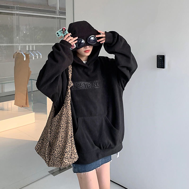 (ORDER) Áo nỉ Hoodie vải nỉ dày form rộng mũ gắn kính style retro cá tính Hong Kong nhiều màu (HÀNG ORDER)