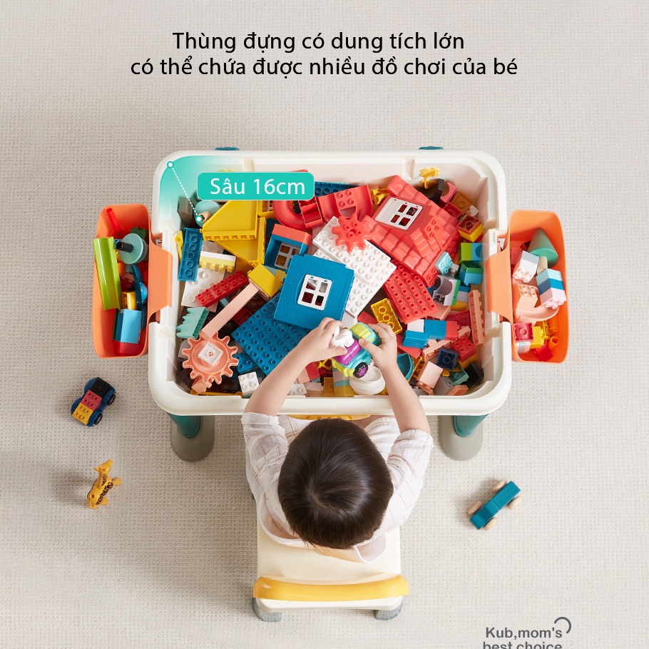 Bàn lắp ráp LEGO, xếp hình khối xây dựng cho bé gấp gọn thành vali, đồ chơi trí tuệ, đồ chơi thông minh