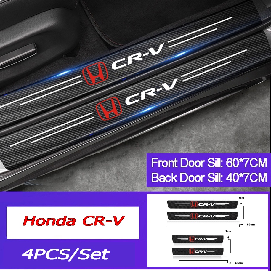 Set 4 Miếng Dán Trang Trí Cửa Xe Hơi HONDA CRV Bằng Sợi Carbon Dày Dặn Chống Trầy Xước