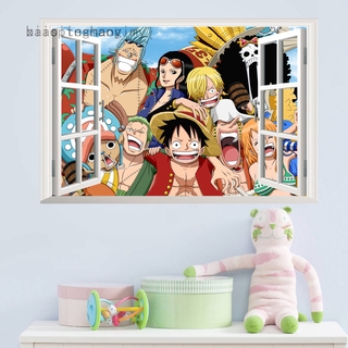 Miếng Dán Tường PVC Hình Cửa Sổ Hoạt Hình One Piece 3D