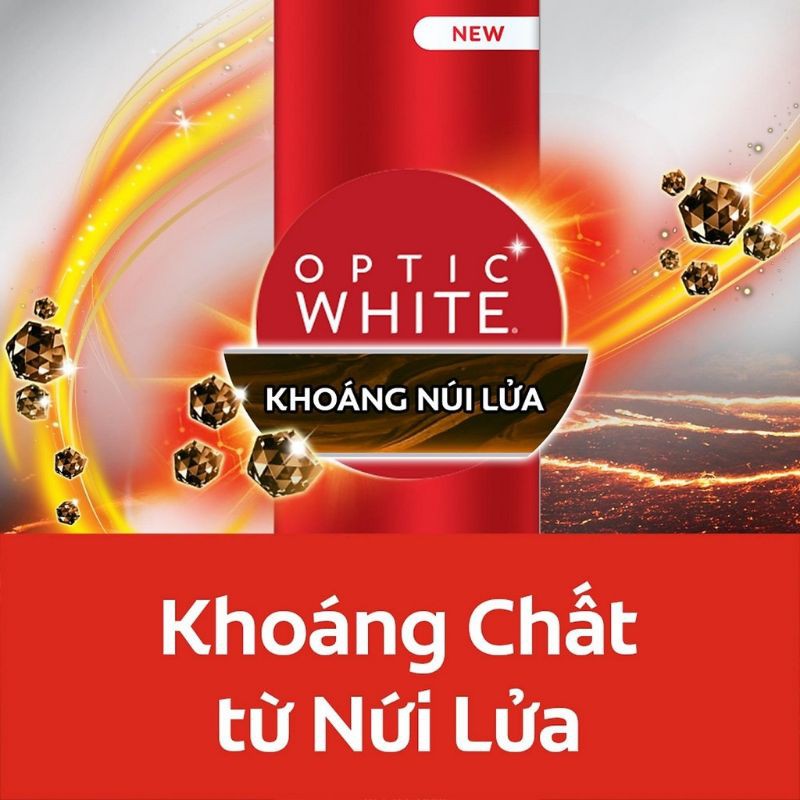 Kem đánh răng trắng răng colgate optic white từ khoáng núi lửa 100g