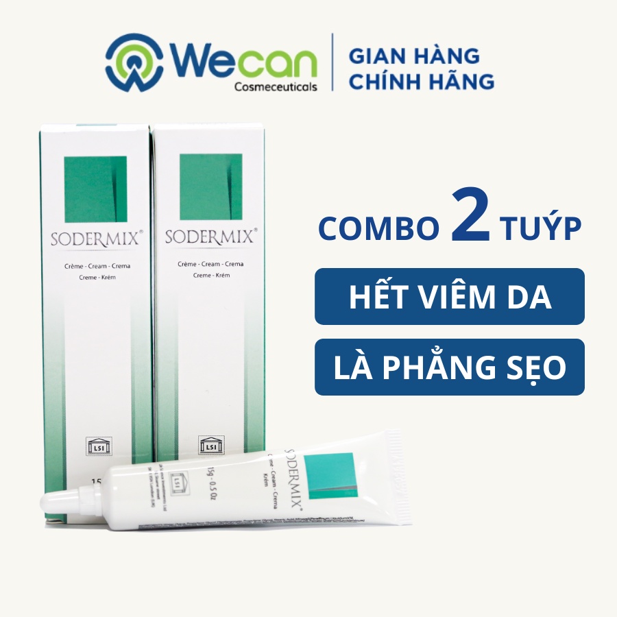 Combo 2 Tuýp SODERMIX Kem Bôi Viêm Da Cơ Địa, Sẹo Nhập Khẩu Nguyên Hộp Từ Pháp 15gr