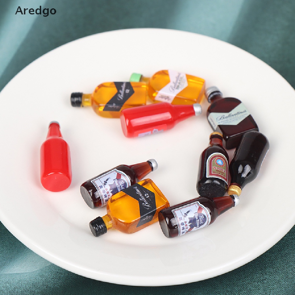 Set 5 mô hình chai nước mini trang trí nhà búp bê tỉ lệ 1/12