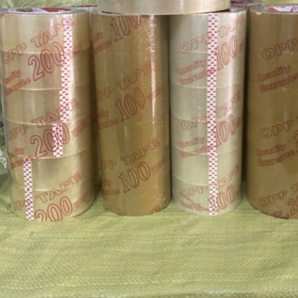 Băng keo trong/đục 100yard bề rộng 48mm nặng 1kg/1cây 6 cuộn lõi 5 Li độ dính 50 Mic - Túi niêm phong 5 Giây