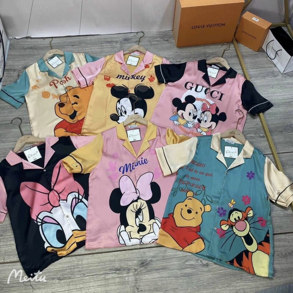 Bộ đồ ngủ nữ pizama tay cộc quần đùi lụa satin, pyjama mặc nhà mát, không nhăn– HATIBO 08 | BigBuy360 - bigbuy360.vn