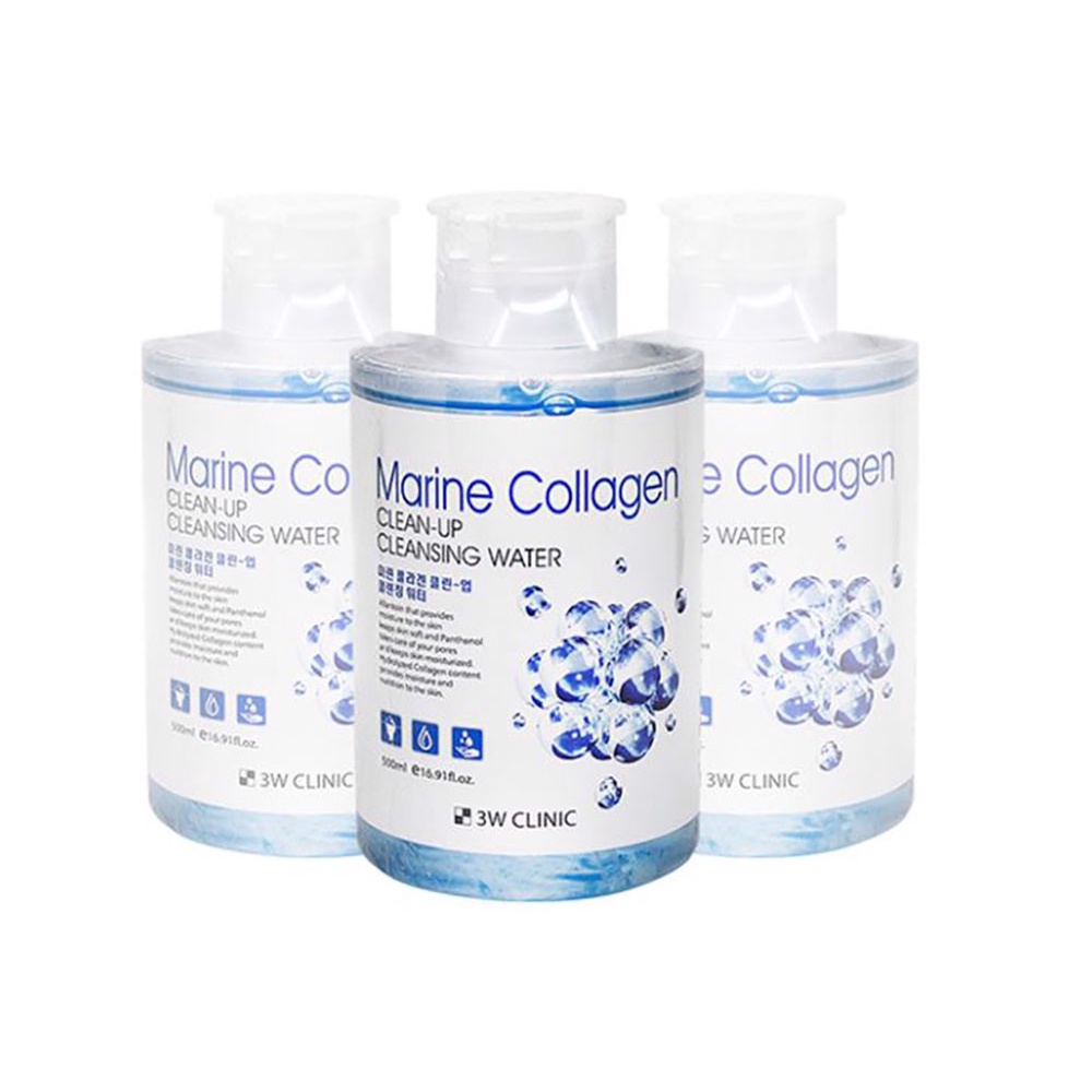 Nước Tẩy Trang Collagen Biển 3W Clinic Marine Collagen Clean-Up Cleansing Water 500ml