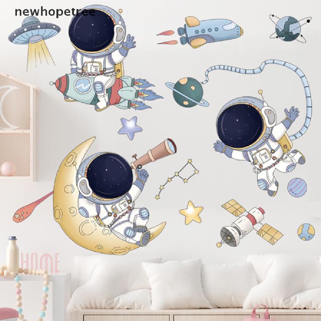 newhopetree Removable Cartoon Space Astronaut Wall Stickers for Kids room Nursery Wall Decor OIK