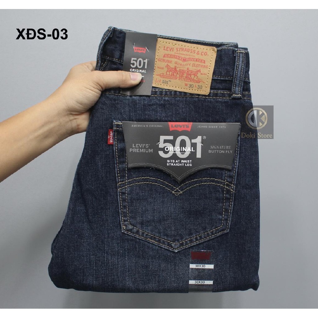 Quần Jean Nam Xanh Đậm, quần jean ống rộng, ống suông, vải mềm ko co giãn - Doki Store XDS-03