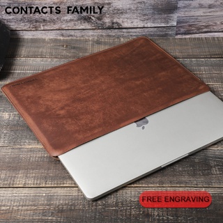 Túi da thật CONTACT'S FAMILY bảo vệ Laptop Macbook Pro Air 13/15