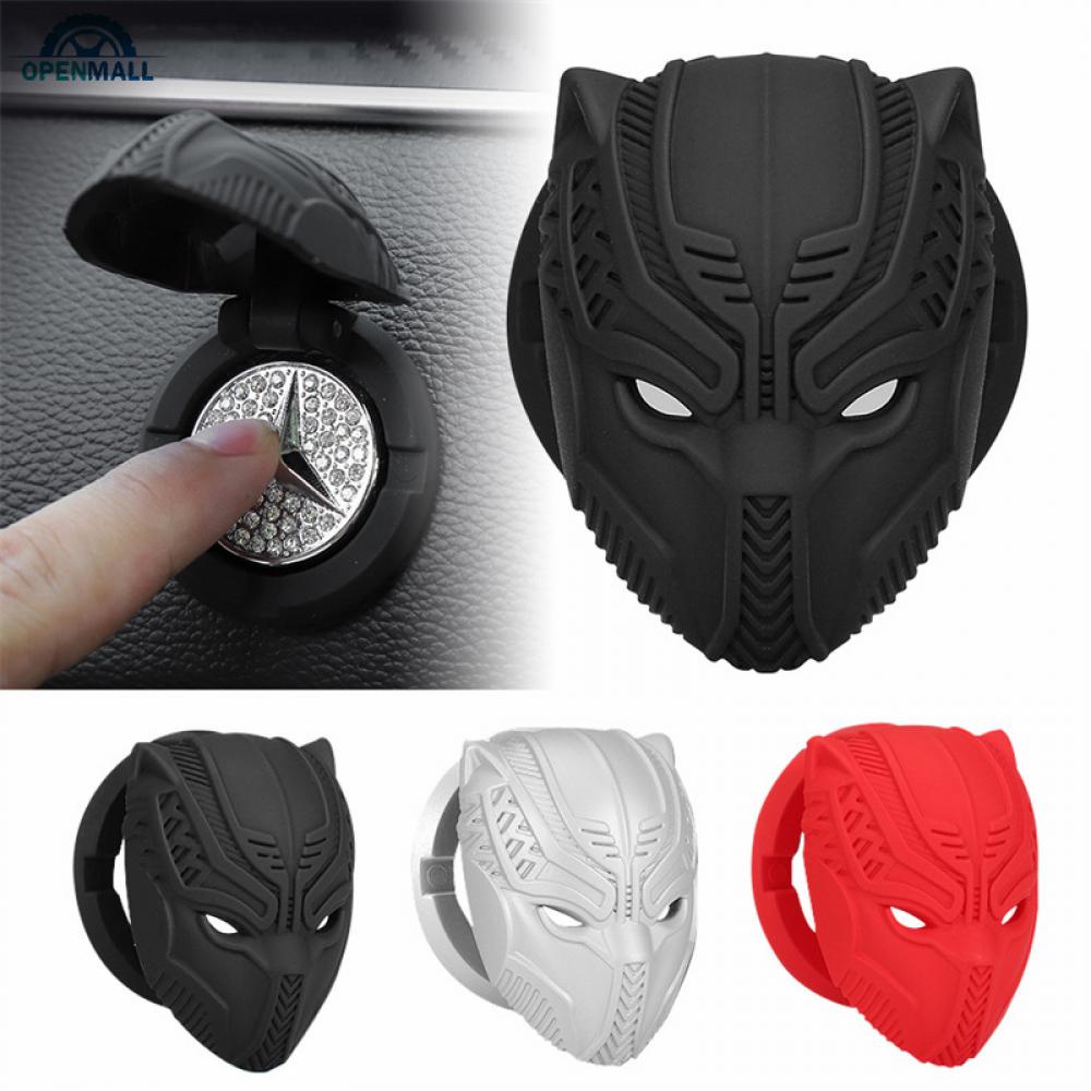 Miếng Dán Trang Trí Nút Khởi Động Xe Hơi Hình Báo Đen 3D