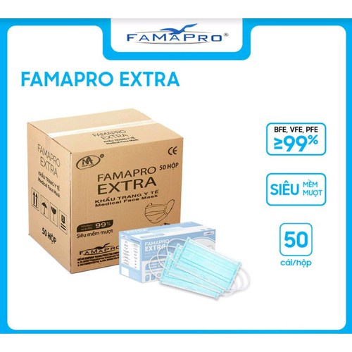 [Hộp 50 cái] Khẩu trang y tế 4 lớp FAMAPRO (Nam Anh)