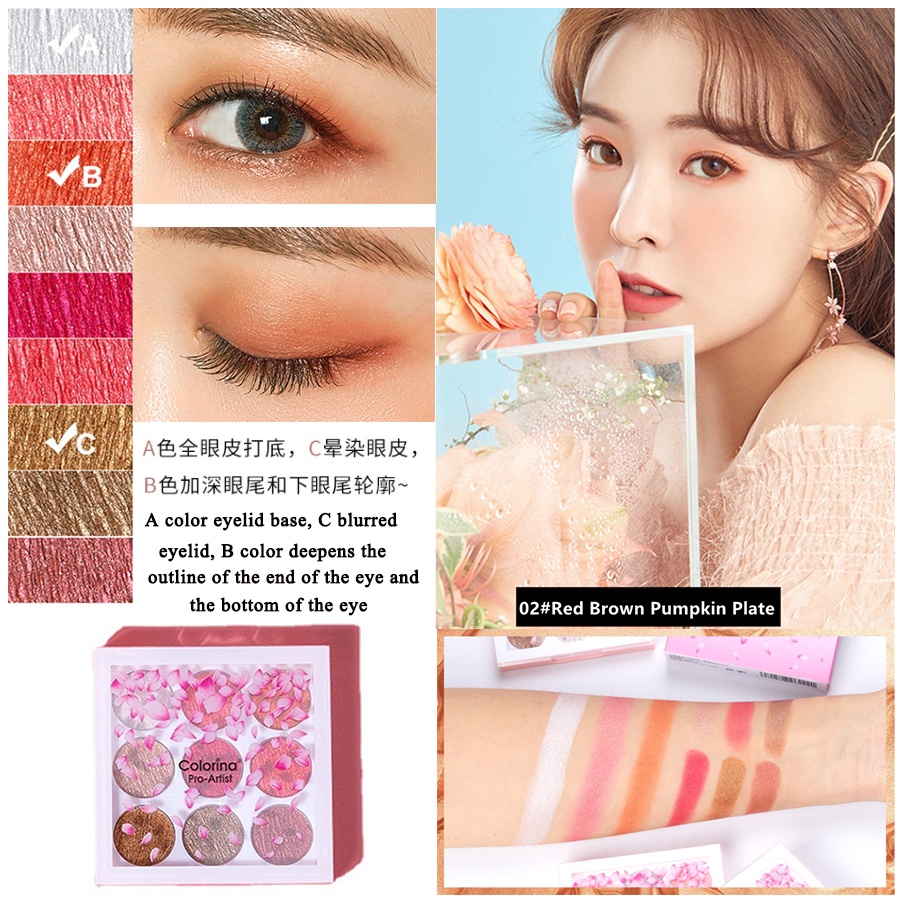 Bảng Phấn Mắt 9 Màu Sắc Tố Ngọc Trai Chống Nước Làm Sáng Da