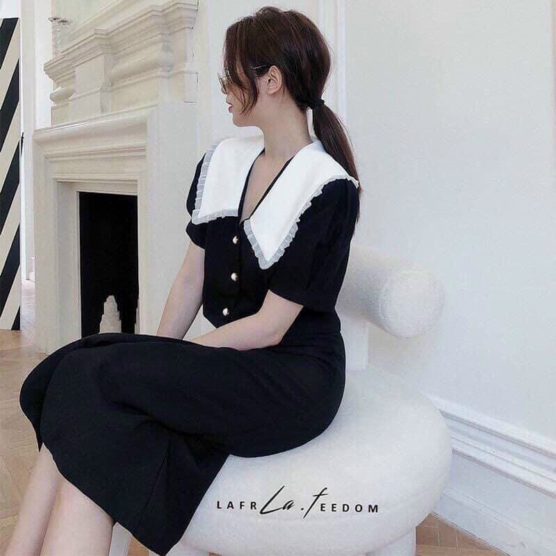 Sét bộ nữ ❤️ Freeship ❤️ màu đen đi chơi đi tiệc du lịch chân váy mix áo cổ sen nút nổi MTP