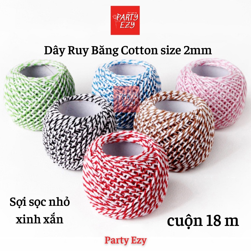 (CUỘN 18M) RUY BĂNG SỢI COTTON SIZE 2MM BUỘC TÚI QUÀ, HỘP QUÀ