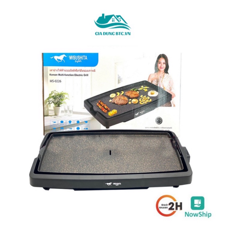 [Bảo Hành 24 Tháng] Bếp nướng điện Misushita vân đá chống dính, Bếp nướng điện không khói Thái Lan cao cấp