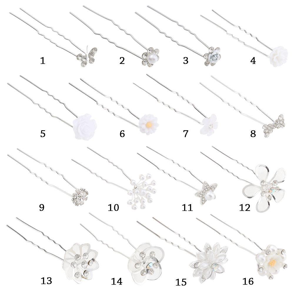 CACTU Wedding Bridal Hairpin Hair Accessories Bride Headpiece Flower Hairpin Stick|Hair Pins Forks|Pearl Hairpin Bridal Tiara Barrettes U Shaped Hair Clip