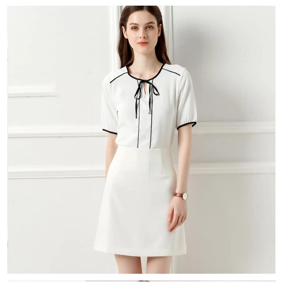 Chân váy chữ A màu trắng có quần chống lộ (sẵn size)- M30A