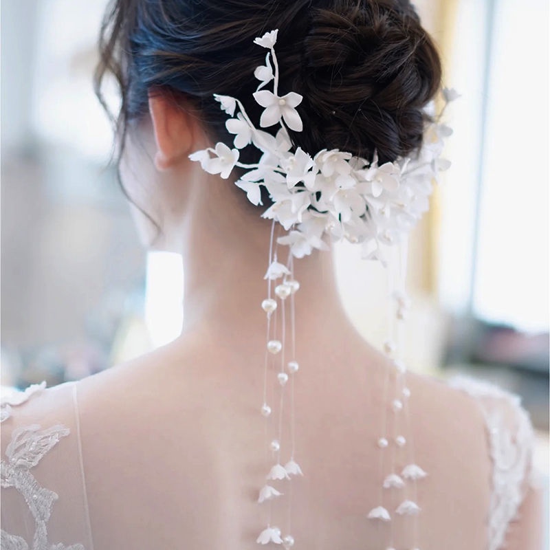 [Aishang Đẹp Mắt] Băng Đô Hoa Trắng Vải Gạc Phụ Kiện Trang Điểm Cô Dâu Đám Cưới Và Trang Điểm Cài Tóc Bện Đơn Giản