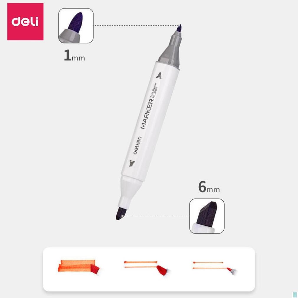 Bút màu marker hai đầu cao cấp Deli - 70801 .