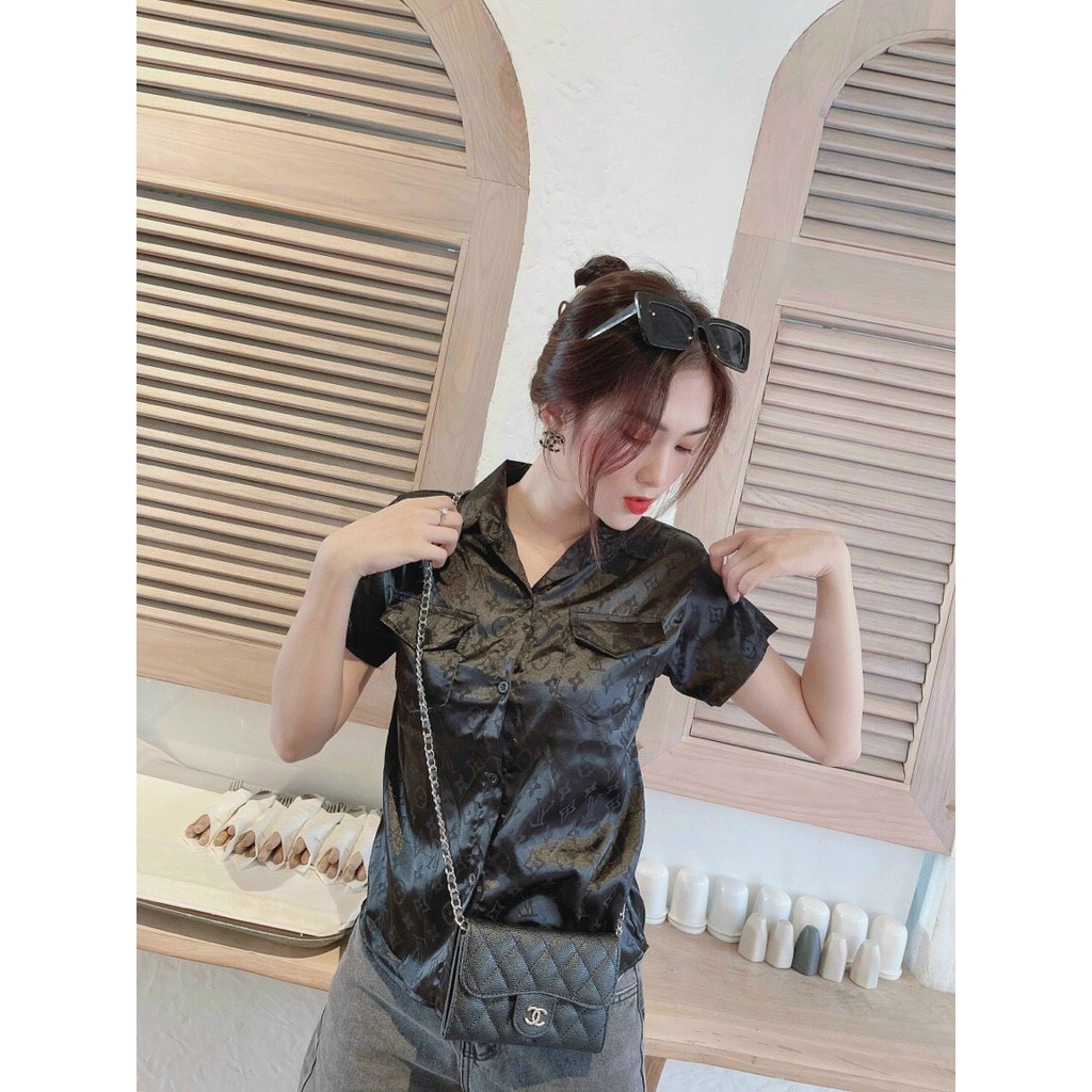 áo sơ mi chất đẹp lụa tơ hot hit l v sang chảnh nắp túi ngực đủ màu mềm mịn