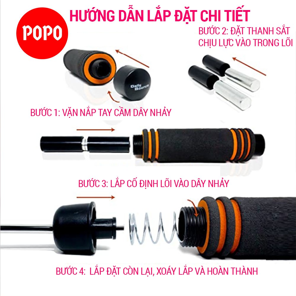 Dây nhảy dây tập thể dục hỗ trợ giảm cân POPO XS001 có tác dụng giảm mỡ bụng đốt cháy calo