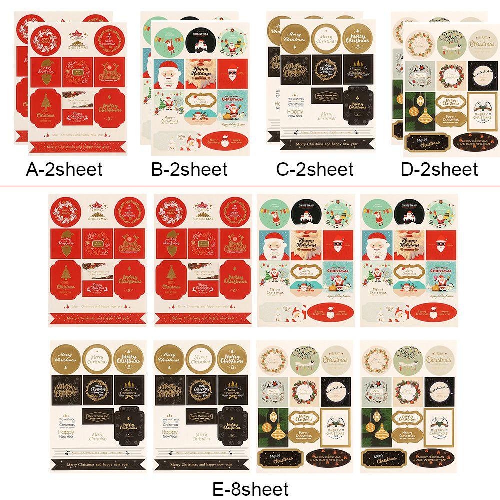 CHOOKEY Set 2 / 8 Tờ Nhãn Dán Trang Trí Quà Giáng Sinh