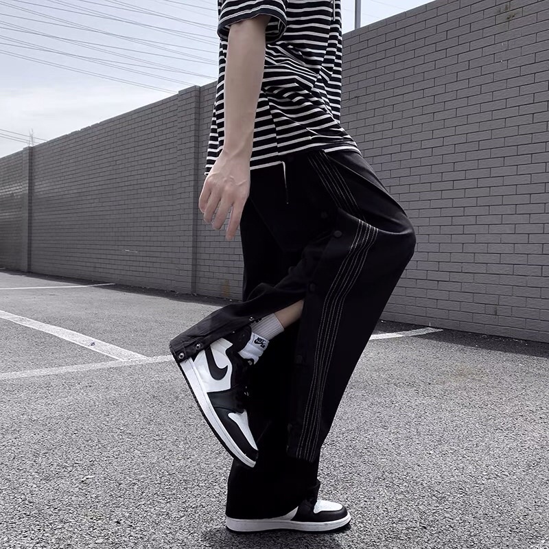 Quần jogger cúc bấm kẻ sọc Ulzzang dáng rộng oversize hip hop siêu chất ❤️