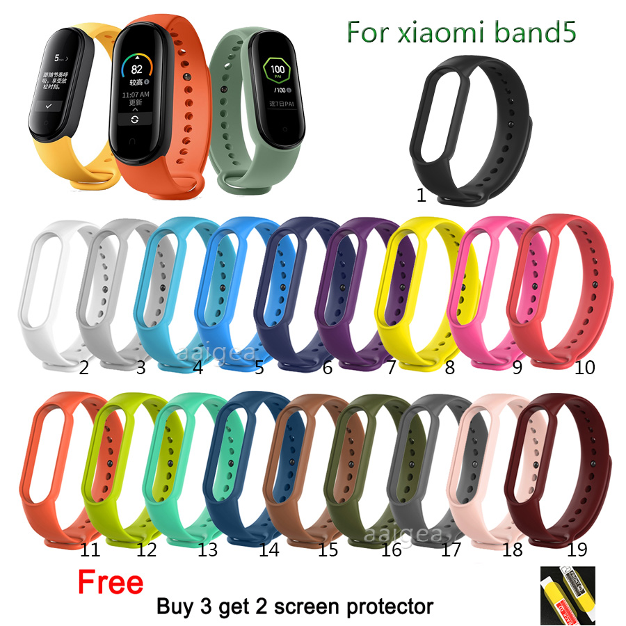 Dây Đeo Thay Thế Chất Liệu Silicon Màu Trơn Dành Cho Xiaomi Mi Band 5 / Miband 6