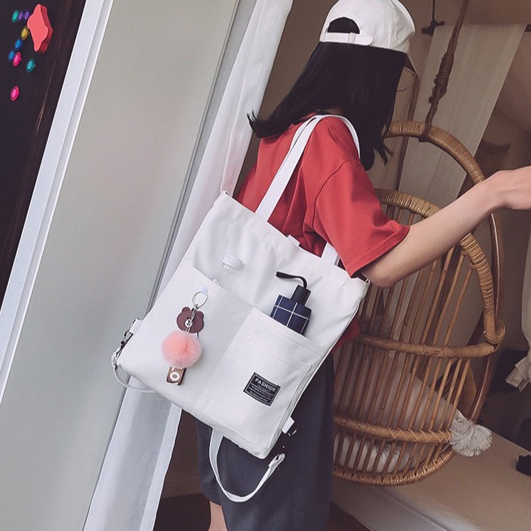 Túi xách kiêm balo vải canvas nữ thời trang Hàn Quốc có thể đeo chéo phù hợp đi học đi chơi,dạo phố | BigBuy360 - bigbuy360.vn