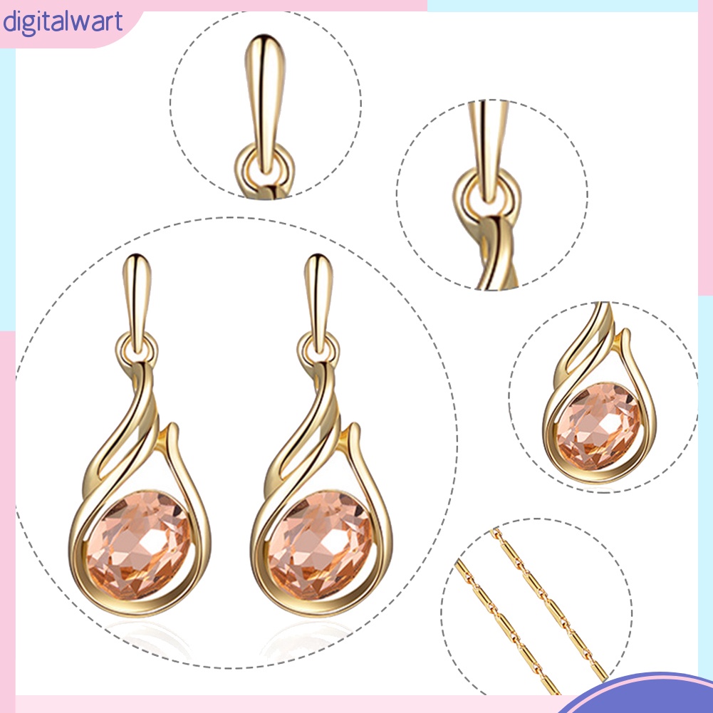 Set Vòng cổ Và Đôi Khuyên Tai Đính Đá Thời Trang Thanh Lịch Dành Cho Nữ