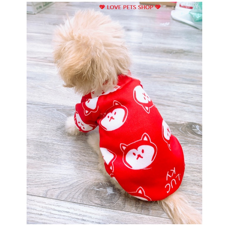 ÁO CHO CHÓ MÈO BẰNG VẢI NỈ HOẠ TIẾT DỄ THƯỚC - LOVE PETS SHOP