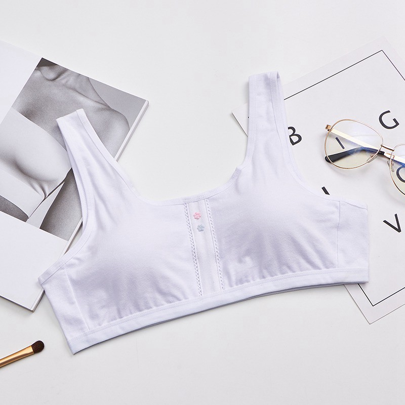 Áo ngực cotton không gọng màu trơn mềm cho bé gái 8 ~ 16 tuổi