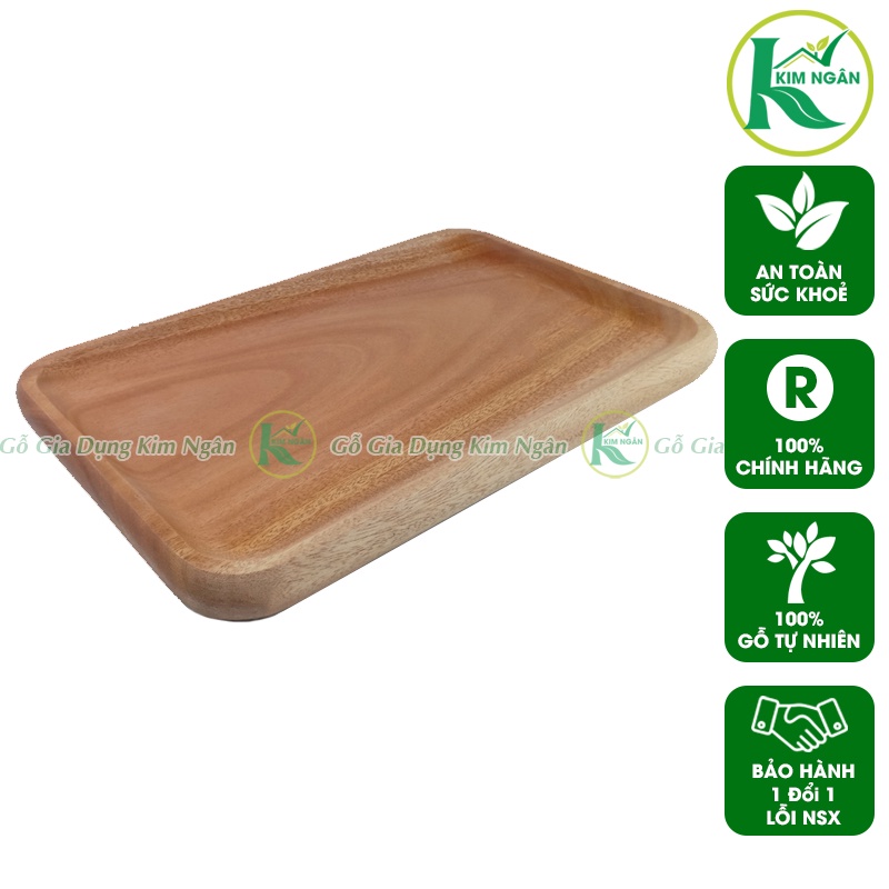 Khay gỗ đựng thức ăn chữ nhật phong cách hiện đại an toàn và tiện lợi - Gỗ Kim Ngân