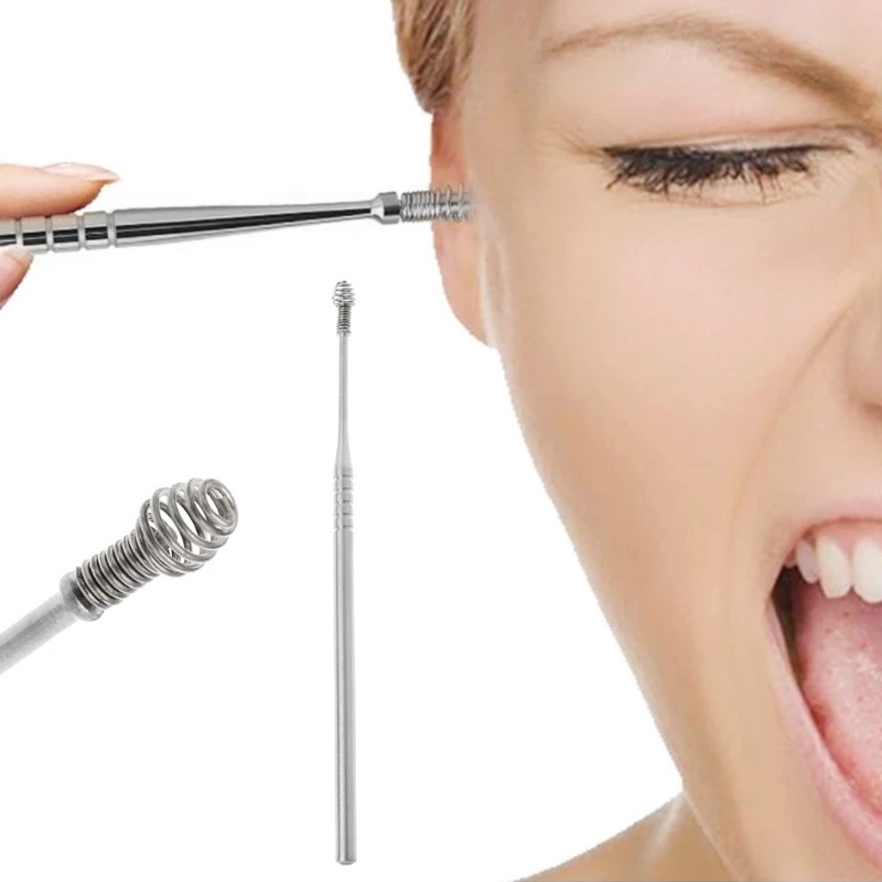 Dụng cụ lấy ráy tai bằng thép không gỉ hình xoắn ốc tiện lợi cho nam và nữ