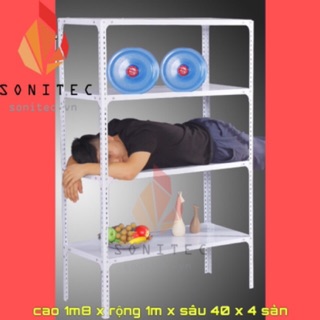 [XẢ KHO] Kệ Sắt V Lỗ Mầu Trắng - 5 Tầng, Cao 1m8, Dài 1m, Rộng 40cm