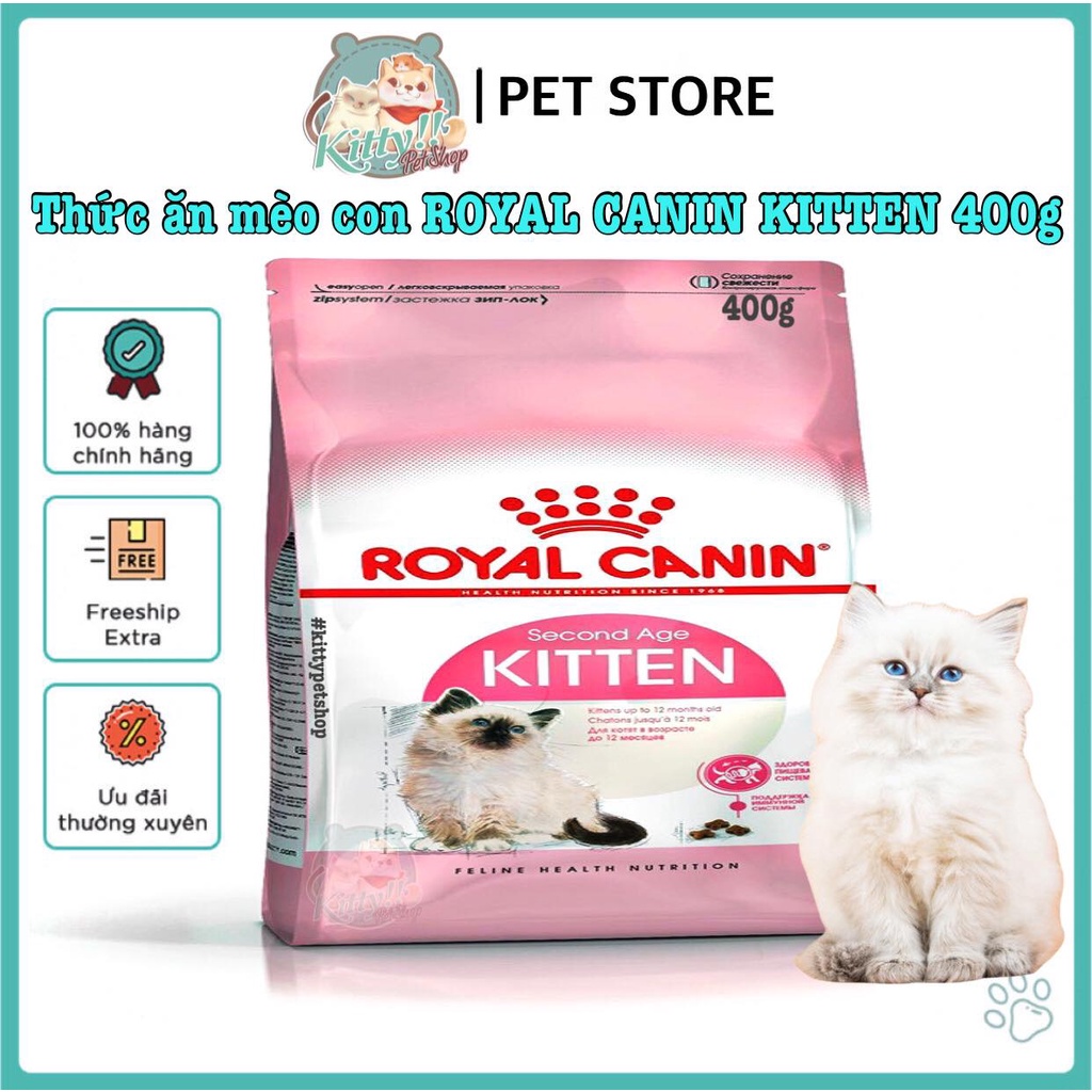 400g - Thức ăn hạt Royal Canin Kitten 36 dành cho mèo con từ 4-12 tháng tuổi, thức ăn mèo Royal Canin Kitty Pet Shop