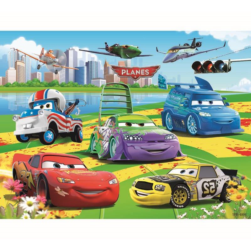 Tranh Xếp Hình Vương Quốc Xe Hơi 40 60 100 Mảnh Cho Bé Trai, Puzzle McQueen Cho Bé Từ 3 Tuổi