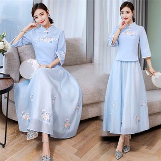 Sườn xám cách tân phối 3 màu lựa chọn