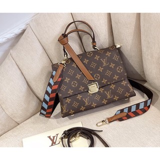 Túi xách nữ CẶP HOA hoạ tiết monogram chất da thật kèm túi giấy