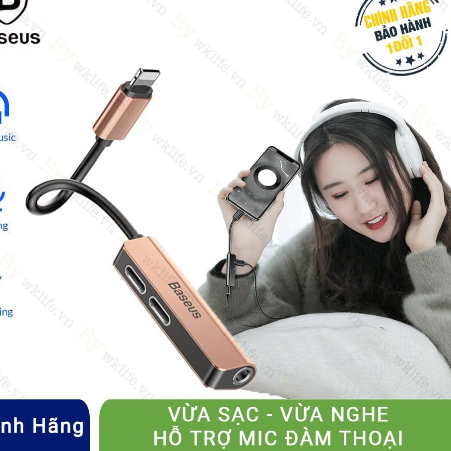 Jack Chuyển đổi iphone 3 in 1 Vừa Sạc Vừa Nghe Baseus L52 Cho Iphone7/7plus/8/8plus/X/XS/11