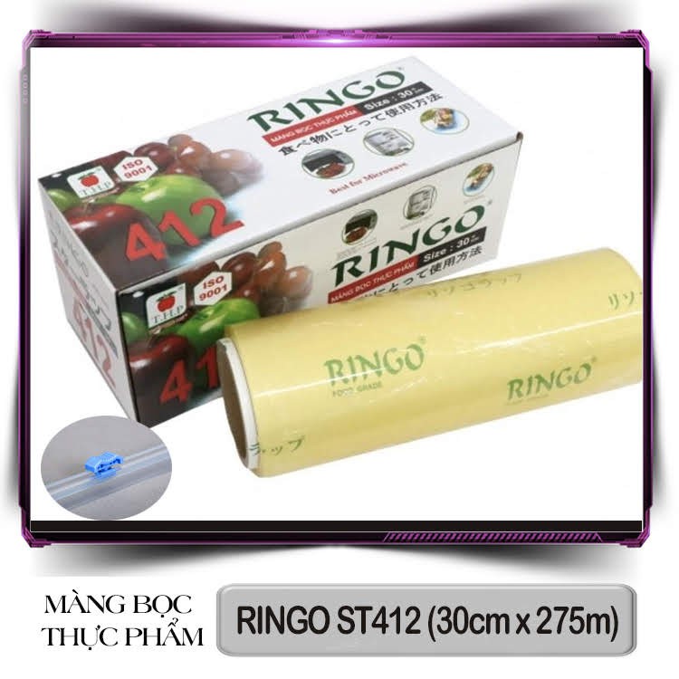 Màng bọc thực phẩm Ringo lớn ST612 (30cm x 500m), ST618 (45cm x 500m),ST412 (30cmx275m), ST418 (45cmx300m)