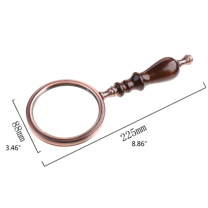 Kính lúp cầm tay phóng to 10 lần thiết kế tay cầm bằng gỗ phong cách cổ điển