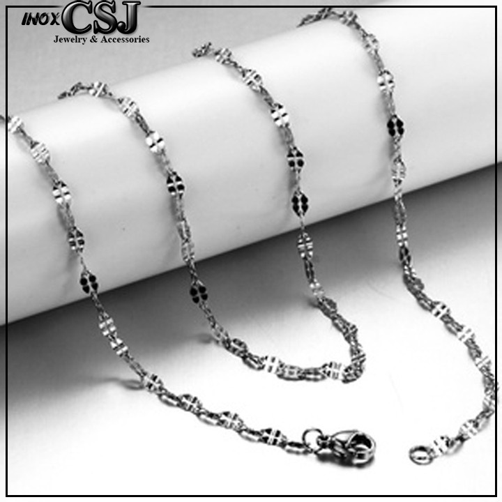 DÂY CHUYỀN NỮ INOX KIỂU LÁ ME CÓ CHẠM 3MM KHÔNG PHAI MÀUD016