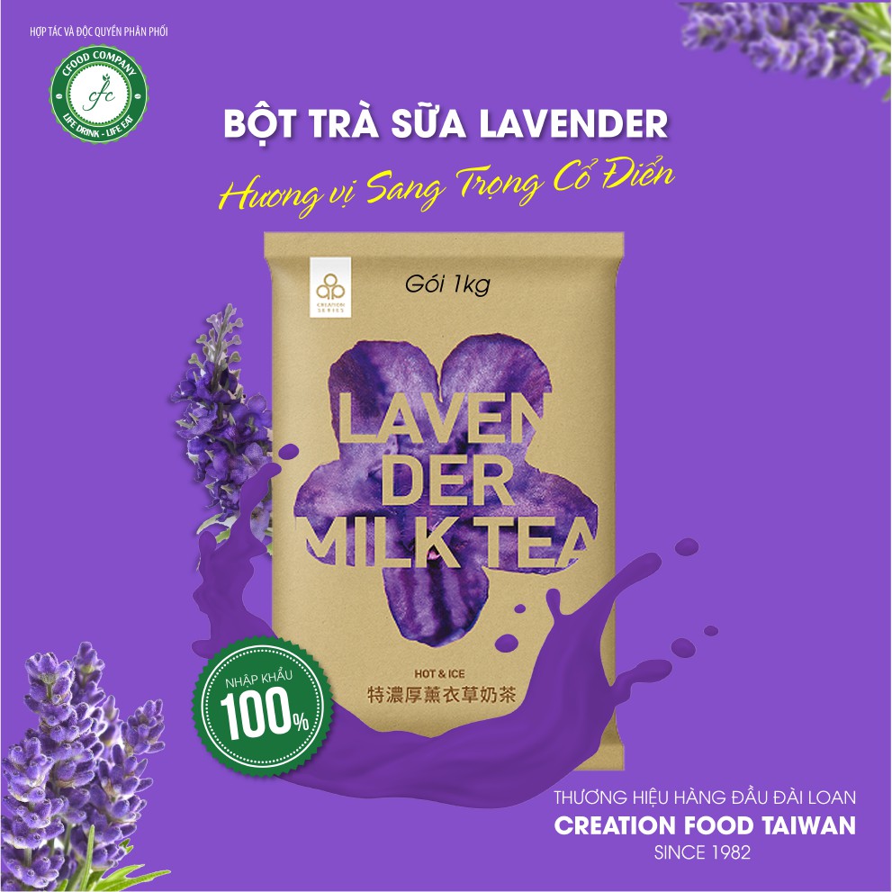 BỘT TRÀ SỮA LAVENDER HÒA TAN - 1KG NHẬP KHẨU ĐÀI LOAN