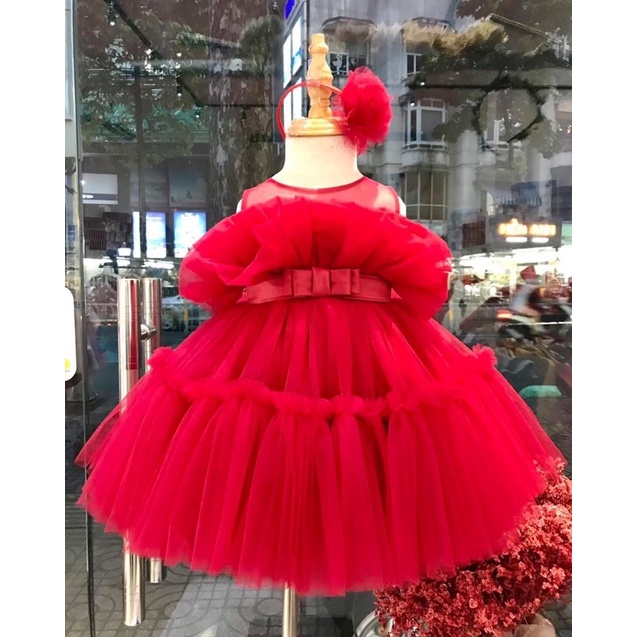 Đầm công chúa xoè bông hoa nhiều tầng - Tiệm may Nắng