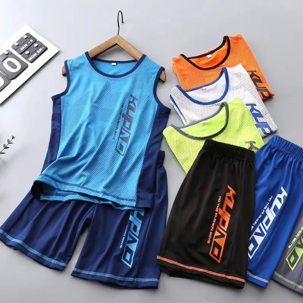 Bộ ba lỗ thun lưới cho bé trai, bé gái size đại đến 65kg - KUPAD