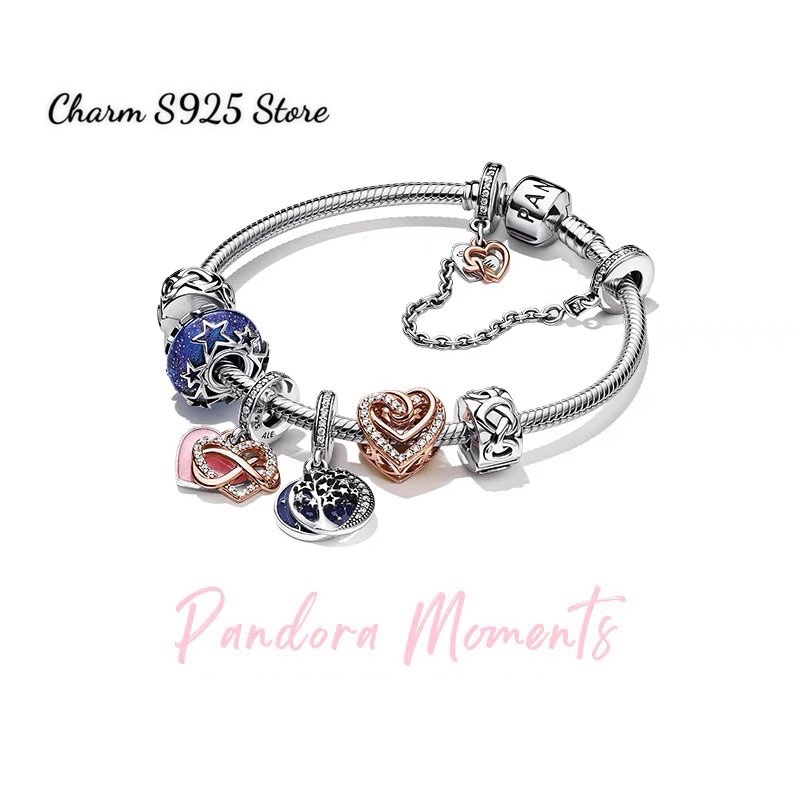 COMBO BỘ VÒNG TAY PAN ALE MIX 7 HẠT CHARM BẠC S925 CAO CẤP